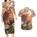 Aboriginal-Islanders NAIDOC Week Personalised Couples Matching Long Sleeve Bodycon Dress and Hawaiian Shirt Aboriginal Indigenous Art