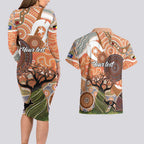 Aboriginal-Islanders NAIDOC Week Personalised Couples Matching Long Sleeve Bodycon Dress and Hawaiian Shirt Aboriginal Indigenous Art