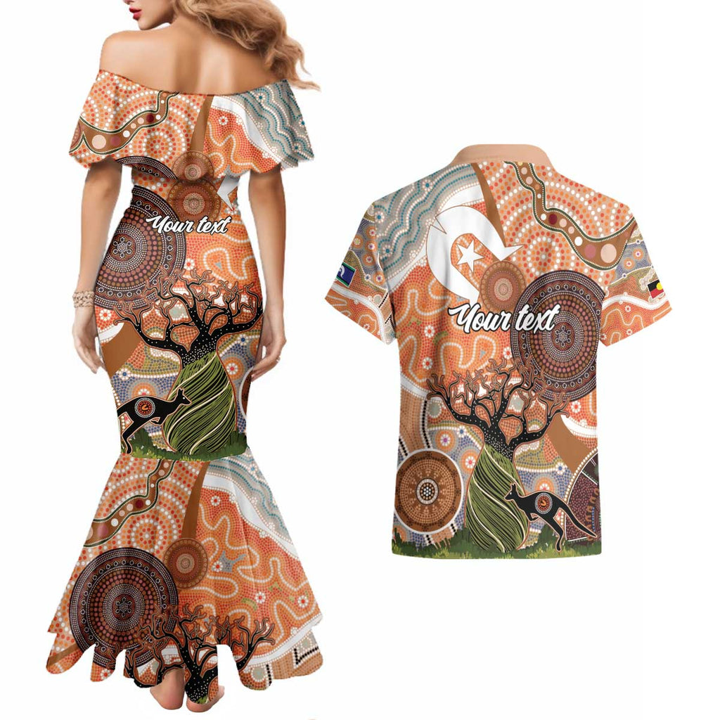 Aboriginal-Islanders NAIDOC Week Personalised Couples Matching Mermaid Dress and Hawaiian Shirt Aboriginal Indigenous Art