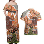 Aboriginal-Islanders NAIDOC Week Personalised Couples Matching Off Shoulder Maxi Dress and Hawaiian Shirt Aboriginal Indigenous Art