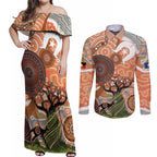 Aboriginal-Islanders NAIDOC Week Personalised Couples Matching Off Shoulder Maxi Dress and Long Sleeve Button Shirt Aboriginal Indigenous Art
