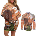 Aboriginal-Islanders NAIDOC Week Personalised Couples Matching Off Shoulder Short Dress and Long Sleeve Button Shirt Aboriginal Indigenous Art