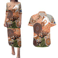 Aboriginal-Islanders NAIDOC Week Personalised Couples Matching Puletasi and Hawaiian Shirt Aboriginal Indigenous Art