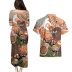 Aboriginal-Islanders NAIDOC Week Personalised Couples Matching Puletasi and Hawaiian Shirt Aboriginal Indigenous Art