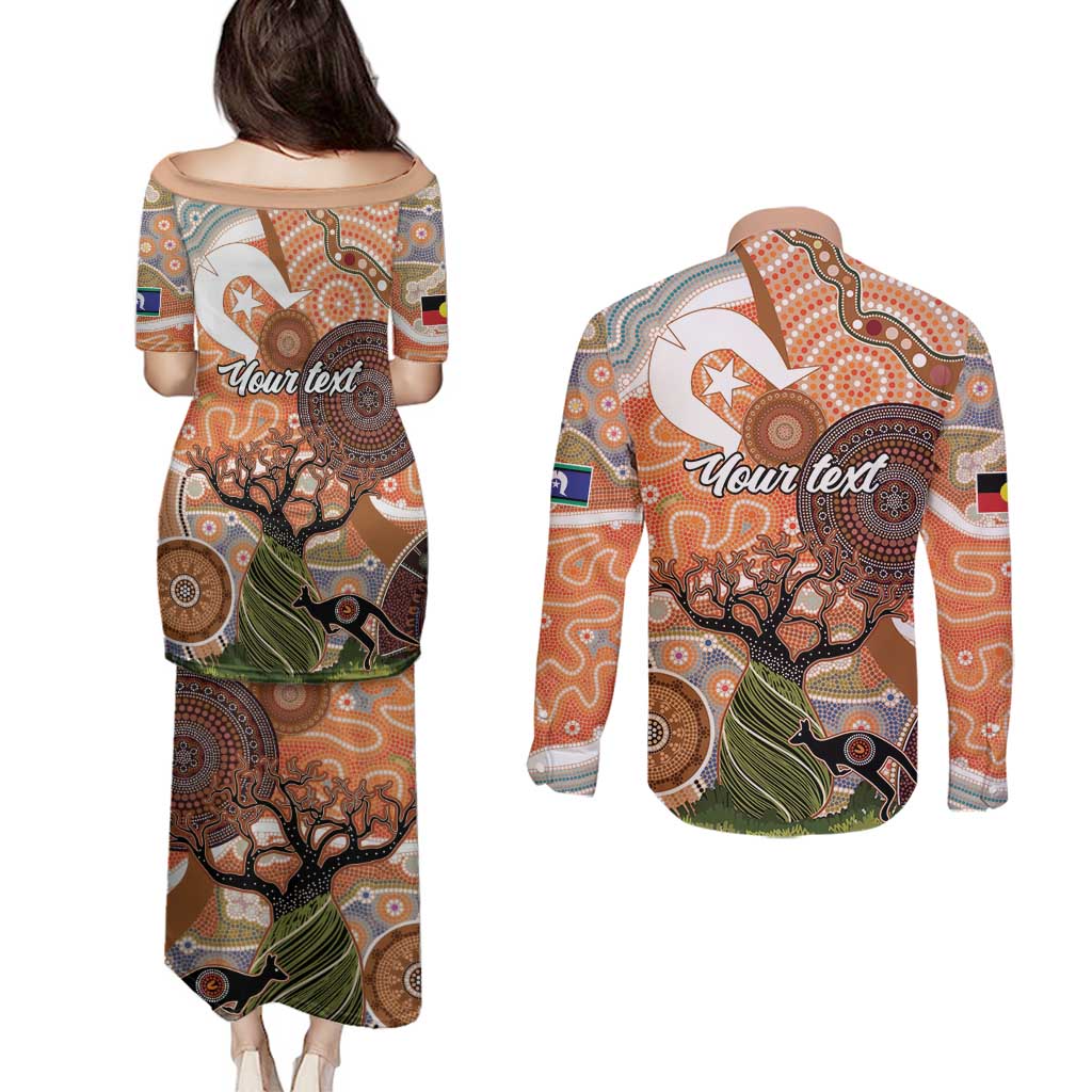 Aboriginal-Islanders NAIDOC Week Personalised Couples Matching Puletasi and Long Sleeve Button Shirt Aboriginal Indigenous Art