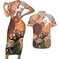 Aboriginal-Islanders NAIDOC Week Personalised Couples Matching Short Sleeve Bodycon Dress and Hawaiian Shirt Aboriginal Indigenous Art
