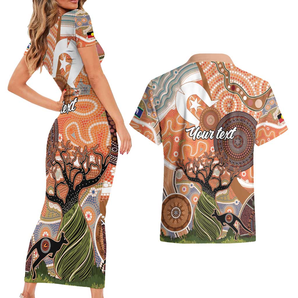 Aboriginal-Islanders NAIDOC Week Personalised Couples Matching Short Sleeve Bodycon Dress and Hawaiian Shirt Aboriginal Indigenous Art