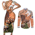 Aboriginal-Islanders NAIDOC Week Personalised Couples Matching Short Sleeve Bodycon Dress and Long Sleeve Button Shirt Aboriginal Indigenous Art