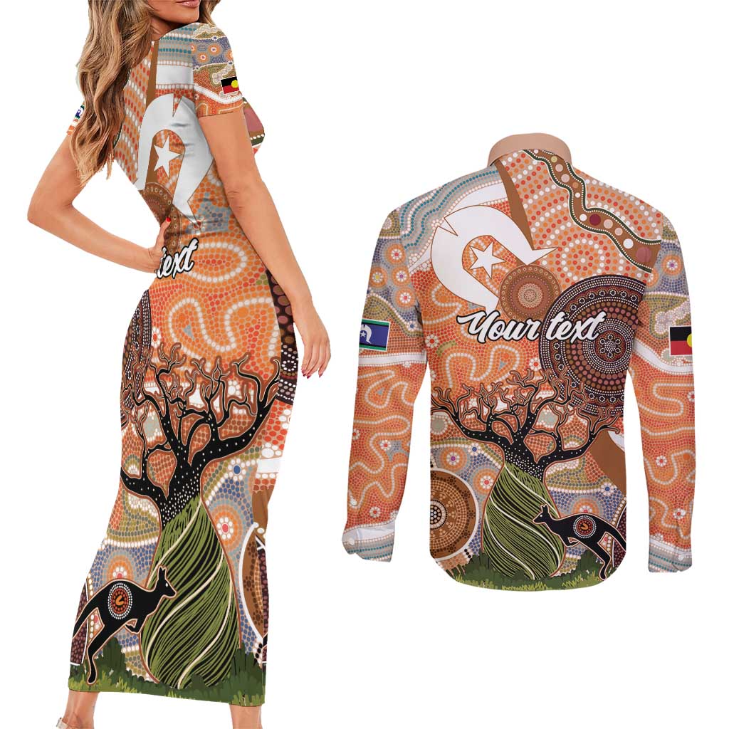 Aboriginal-Islanders NAIDOC Week Personalised Couples Matching Short Sleeve Bodycon Dress and Long Sleeve Button Shirt Aboriginal Indigenous Art