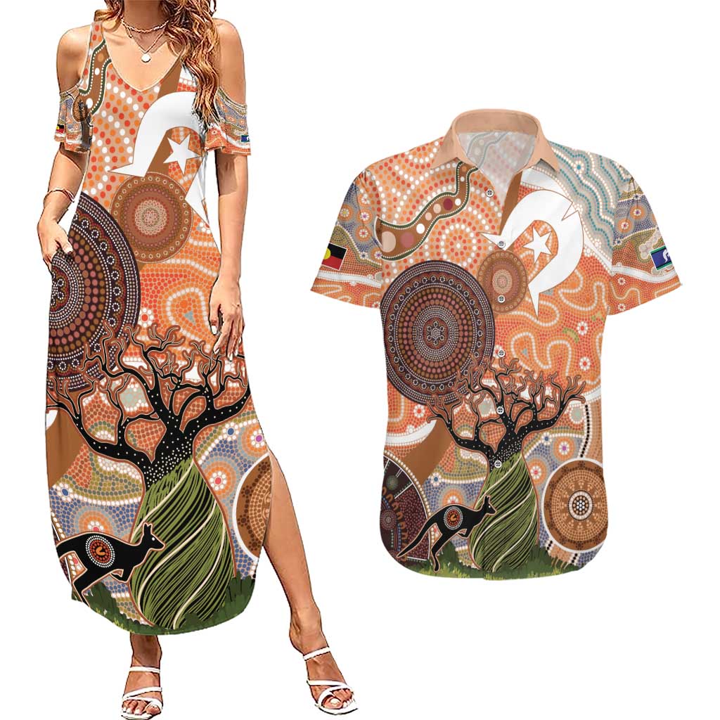 Aboriginal-Islanders NAIDOC Week Personalised Couples Matching Summer Maxi Dress and Hawaiian Shirt Aboriginal Indigenous Art
