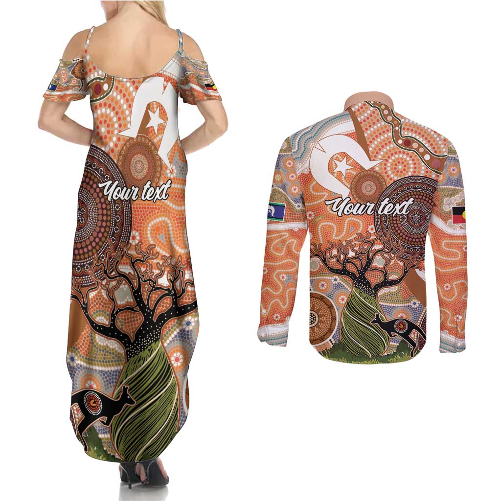 Aboriginal-Islanders NAIDOC Week Personalised Couples Matching Summer Maxi Dress and Long Sleeve Button Shirt Aboriginal Indigenous Art