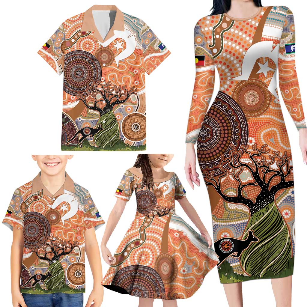 Aboriginal-Islanders NAIDOC Week Personalised Family Matching Long Sleeve Bodycon Dress and Hawaiian Shirt Aboriginal Indigenous Art