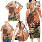 Aboriginal-Islanders NAIDOC Week Personalised Family Matching Long Sleeve Bodycon Dress and Hawaiian Shirt Aboriginal Indigenous Art