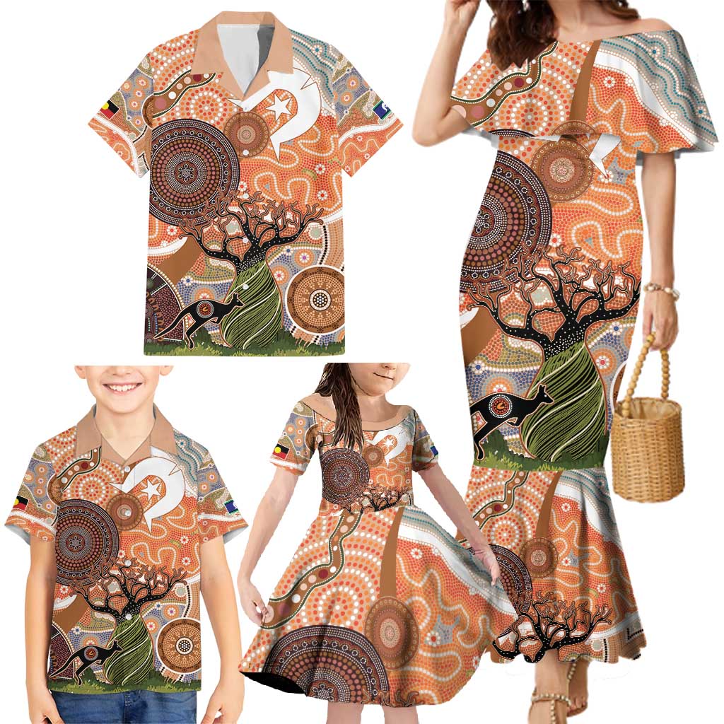 Aboriginal-Islanders NAIDOC Week Personalised Family Matching Mermaid Dress and Hawaiian Shirt Aboriginal Indigenous Art