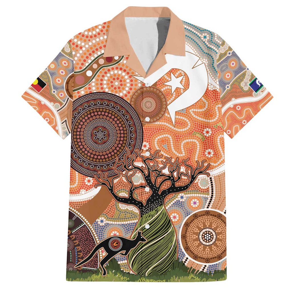 Aboriginal-Islanders NAIDOC Week Personalised Family Matching Off The Shoulder Long Sleeve Dress and Hawaiian Shirt Aboriginal Indigenous Art