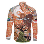 Aboriginal-Islanders NAIDOC Week Personalised Family Matching Off The Shoulder Long Sleeve Dress and Hawaiian Shirt Aboriginal Indigenous Art