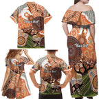 Aboriginal-Islanders NAIDOC Week Personalised Family Matching Off Shoulder Maxi Dress and Hawaiian Shirt Aboriginal Indigenous Art