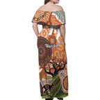 Aboriginal-Islanders NAIDOC Week Personalised Family Matching Off Shoulder Maxi Dress and Hawaiian Shirt Aboriginal Indigenous Art