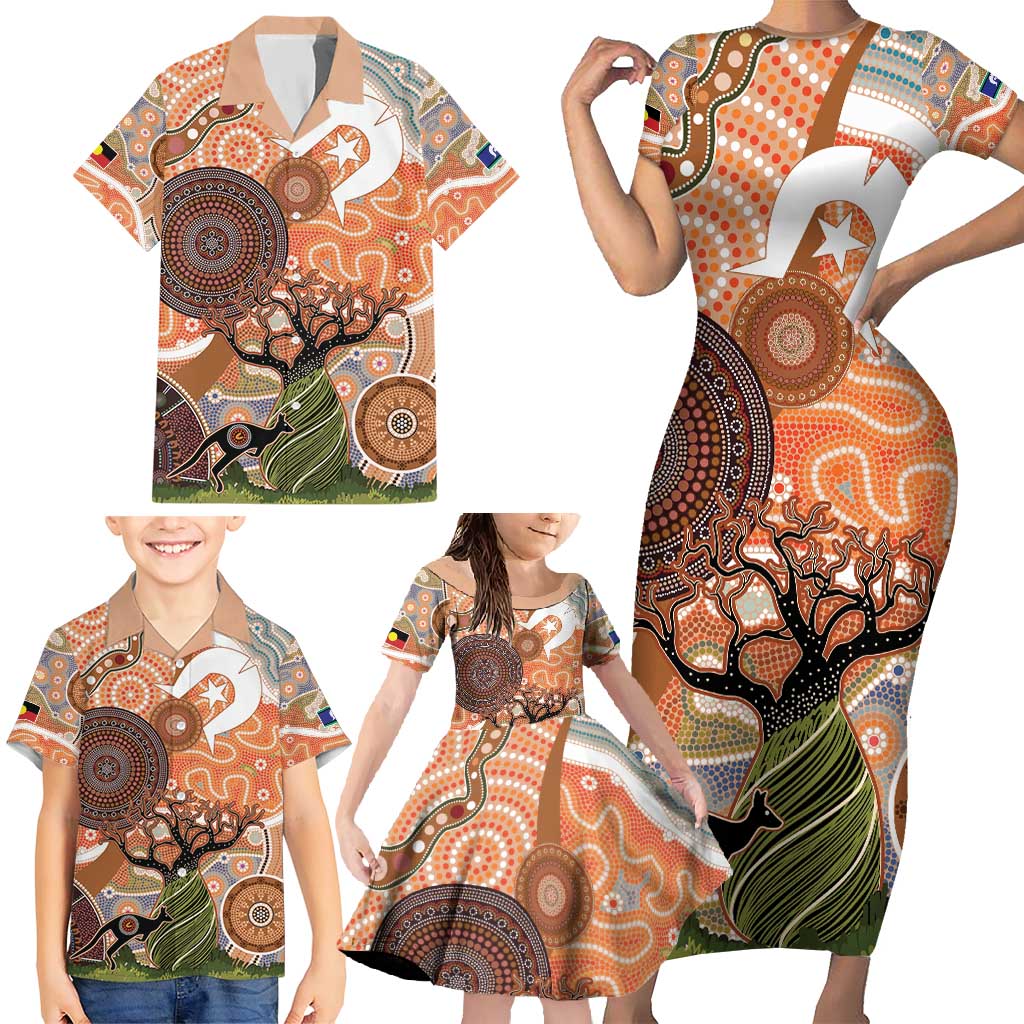Aboriginal-Islanders NAIDOC Week Personalised Family Matching Short Sleeve Bodycon Dress and Hawaiian Shirt Aboriginal Indigenous Art