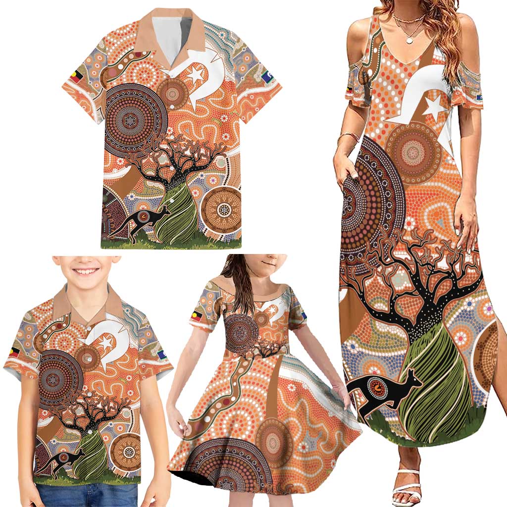 Aboriginal-Islanders NAIDOC Week Personalised Family Matching Summer Maxi Dress and Hawaiian Shirt Aboriginal Indigenous Art