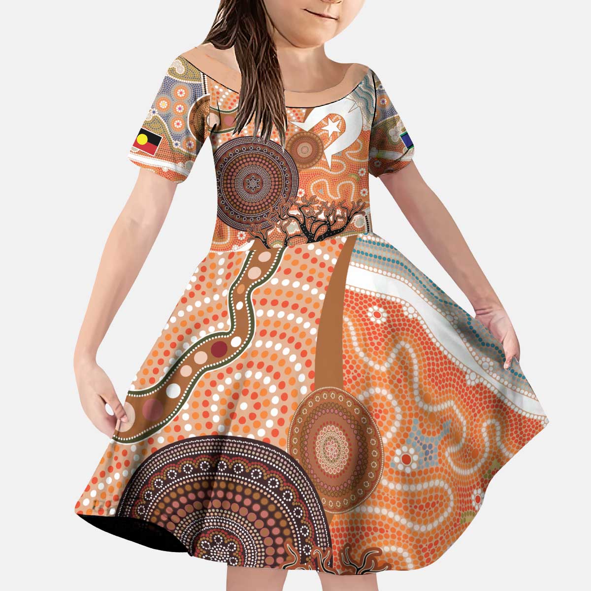 Aboriginal-Islanders NAIDOC Week Personalised Kid Short Sleeve Dress Aboriginal Indigenous Art
