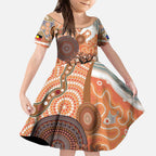 Aboriginal-Islanders NAIDOC Week Personalised Kid Short Sleeve Dress Aboriginal Indigenous Art