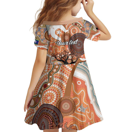 Aboriginal-Islanders NAIDOC Week Personalised Kid Short Sleeve Dress Aboriginal Indigenous Art