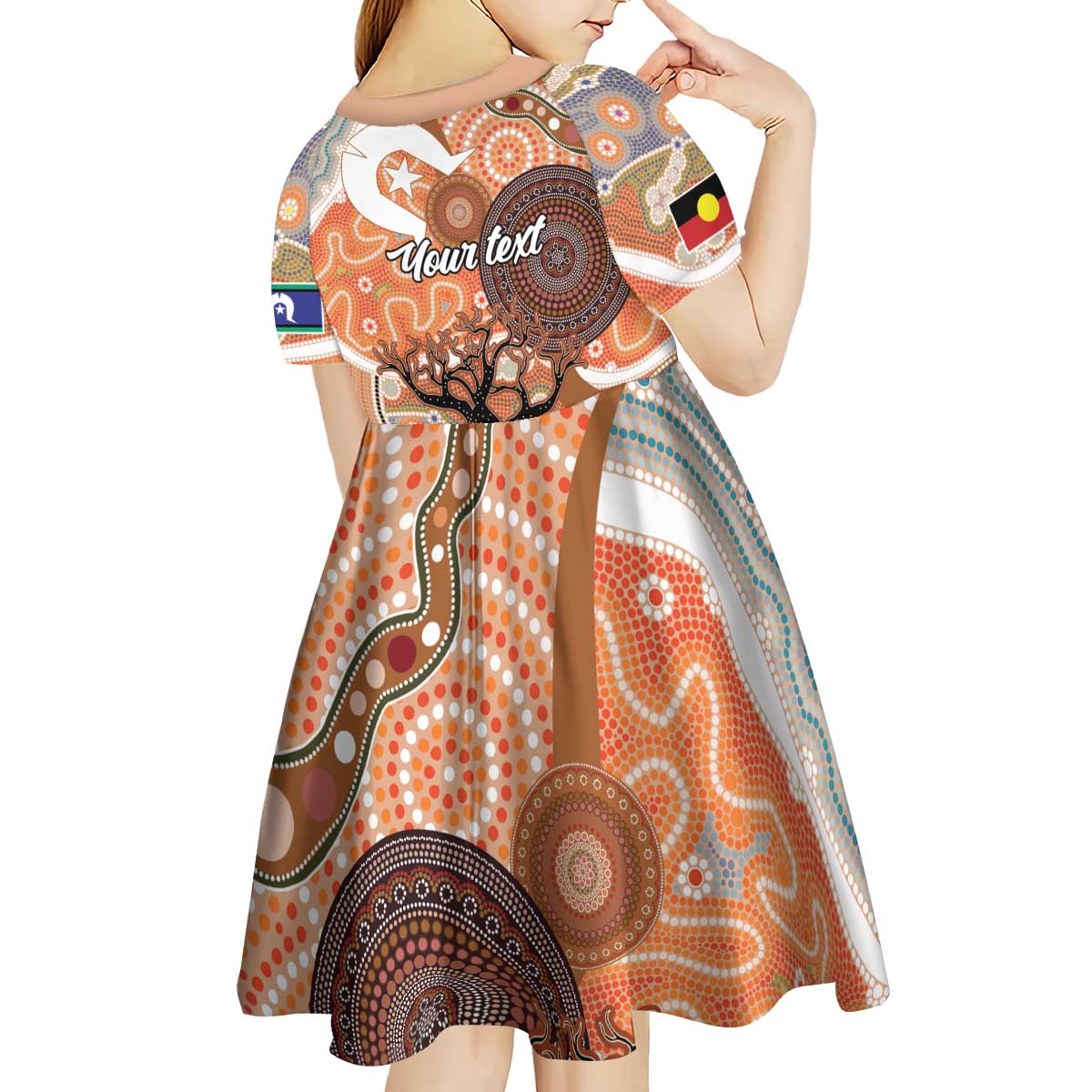 Aboriginal-Islanders NAIDOC Week Personalised Kid Short Sleeve Dress Aboriginal Indigenous Art