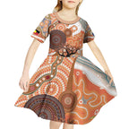 Aboriginal-Islanders NAIDOC Week Personalised Kid Short Sleeve Dress Aboriginal Indigenous Art