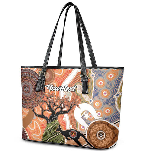 Aboriginal-Islanders NAIDOC Week Personalised Leather Tote Bag Aboriginal Indigenous Art