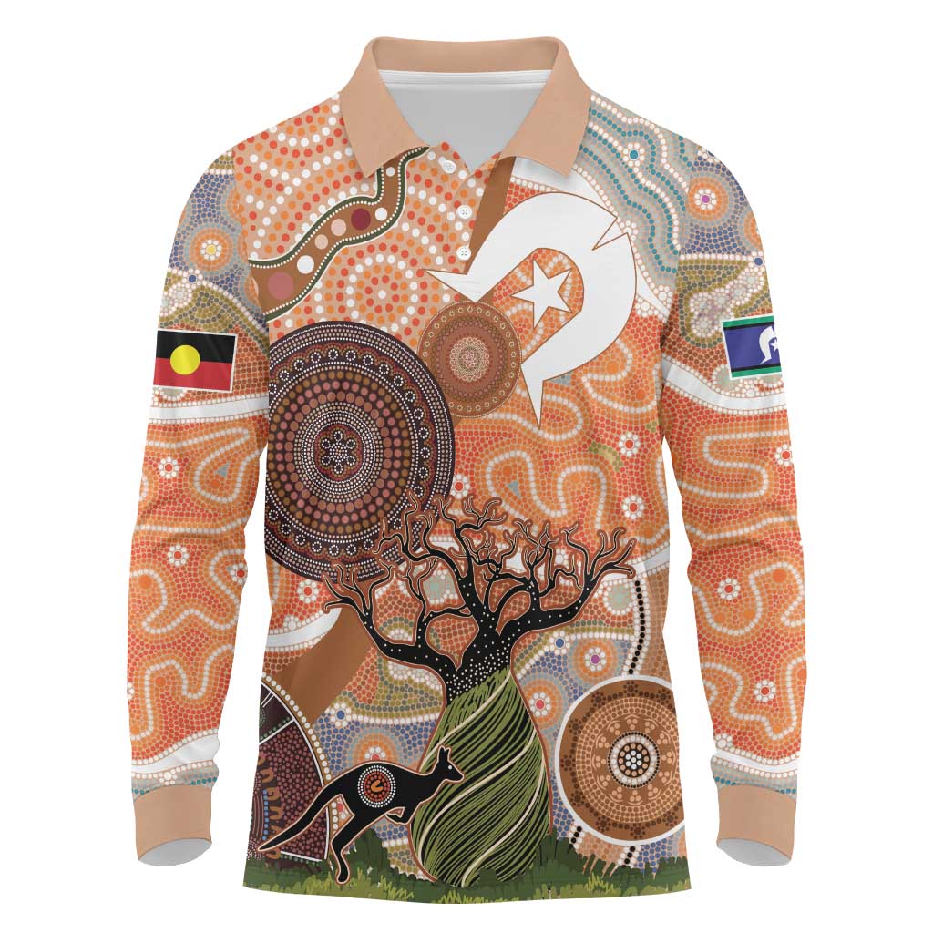 Aboriginal-Islanders NAIDOC Week Personalised Long Sleeve Polo Shirt Aboriginal Indigenous Art