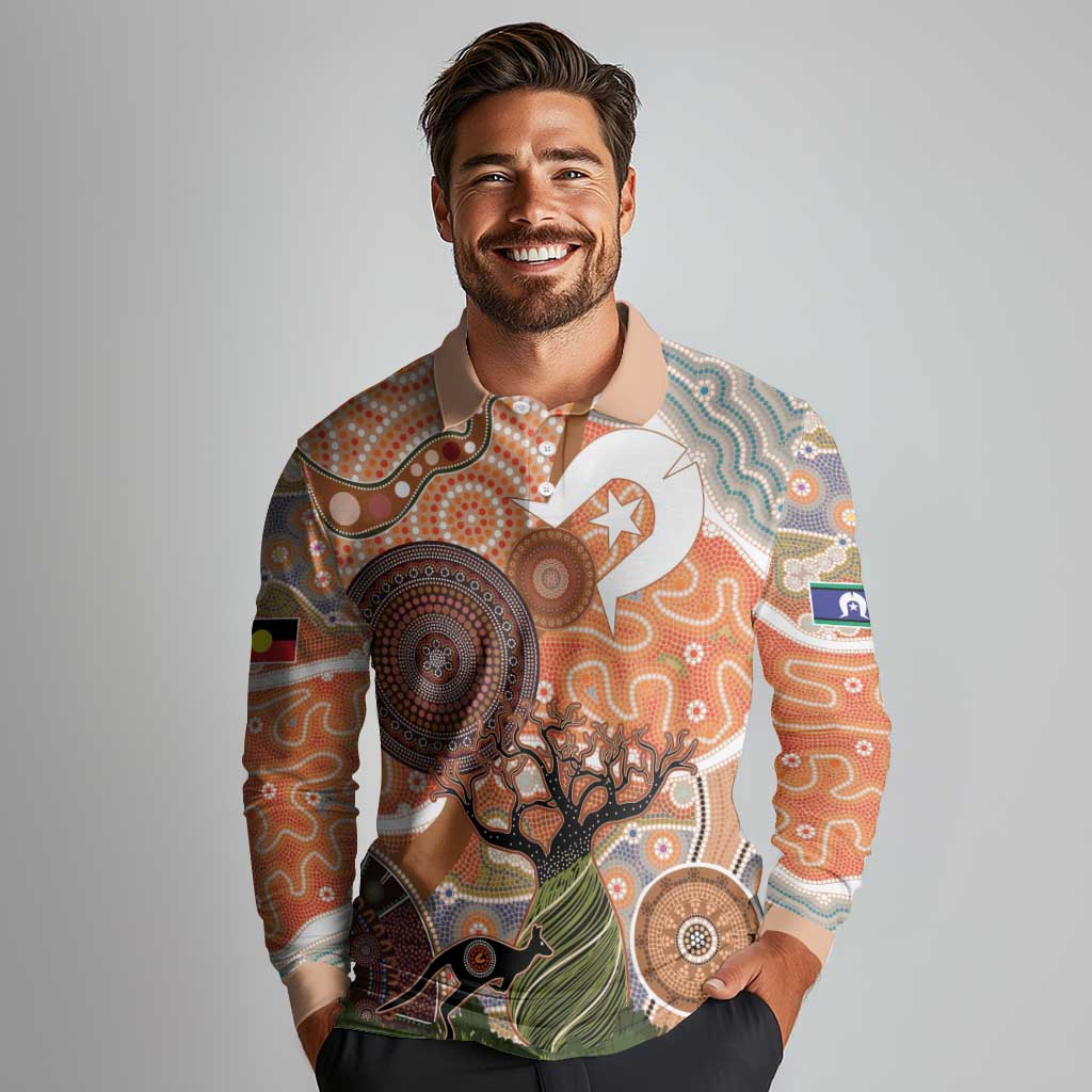 Aboriginal-Islanders NAIDOC Week Personalised Long Sleeve Polo Shirt Aboriginal Indigenous Art