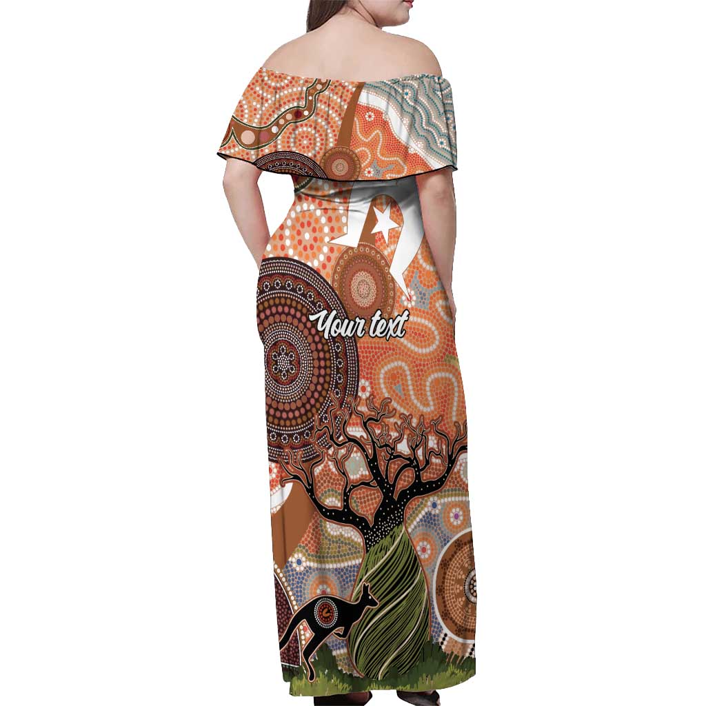 Aboriginal-Islanders NAIDOC Week Personalised Off Shoulder Maxi Dress Aboriginal Indigenous Art