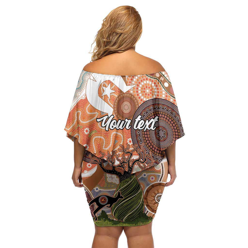 Aboriginal-Islanders NAIDOC Week Personalised Off Shoulder Short Dress Aboriginal Indigenous Art
