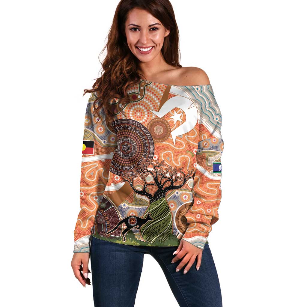 Aboriginal-Islanders NAIDOC Week Personalised Off Shoulder Sweater Aboriginal Indigenous Art
