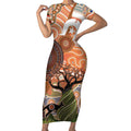 Aboriginal-Islanders NAIDOC Week Personalised Short Sleeve Bodycon Dress Aboriginal Indigenous Art