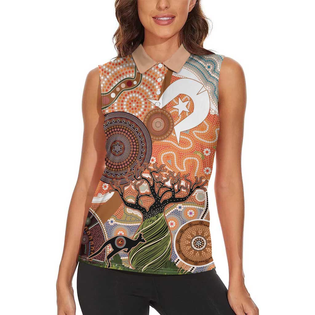 Aboriginal-Islanders NAIDOC Week Personalised Women Sleeveless Polo Shirt Aboriginal Indigenous Art