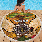 Aboriginal-Islanders NAIDOC Week Personalised Beach Blanket Boab Tree Indigenous Art