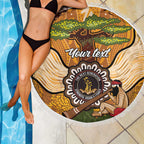 Aboriginal-Islanders NAIDOC Week Personalised Beach Blanket Boab Tree Indigenous Art