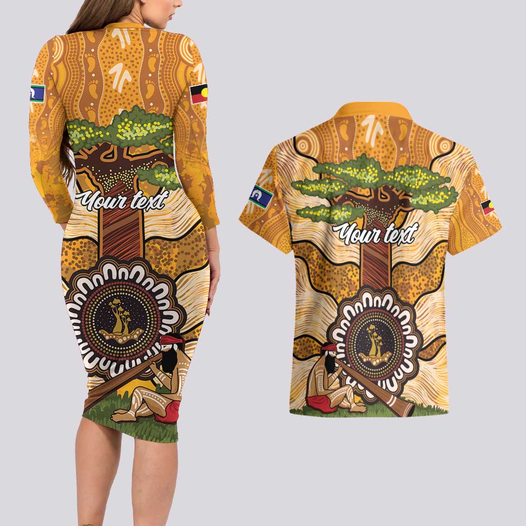 Aboriginal-Islanders NAIDOC Week Personalised Couples Matching Long Sleeve Bodycon Dress and Hawaiian Shirt Boab Tree Indigenous Art