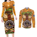 Aboriginal-Islanders NAIDOC Week Personalised Couples Matching Long Sleeve Bodycon Dress and Long Sleeve Button Shirt Boab Tree Indigenous Art