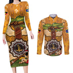 Aboriginal-Islanders NAIDOC Week Personalised Couples Matching Long Sleeve Bodycon Dress and Long Sleeve Button Shirt Boab Tree Indigenous Art