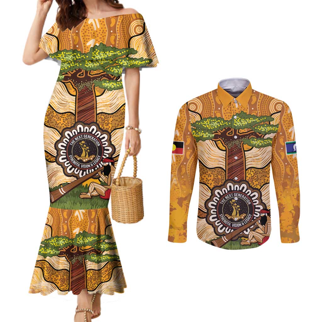 Aboriginal-Islanders NAIDOC Week Personalised Couples Matching Mermaid Dress and Long Sleeve Button Shirt Boab Tree Indigenous Art