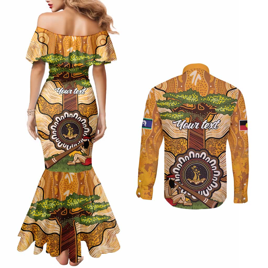 Aboriginal-Islanders NAIDOC Week Personalised Couples Matching Mermaid Dress and Long Sleeve Button Shirt Boab Tree Indigenous Art