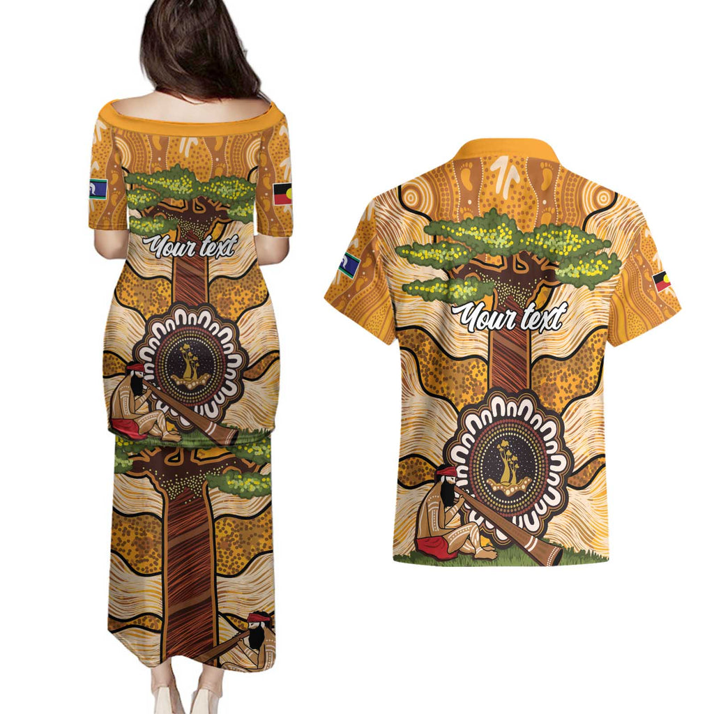 Aboriginal-Islanders NAIDOC Week Personalised Couples Matching Puletasi and Hawaiian Shirt Boab Tree Indigenous Art