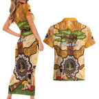 Aboriginal-Islanders NAIDOC Week Personalised Couples Matching Short Sleeve Bodycon Dress and Hawaiian Shirt Boab Tree Indigenous Art