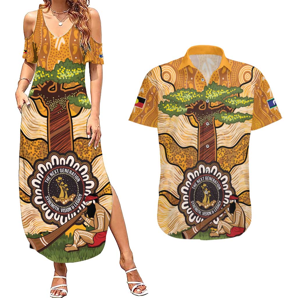 Aboriginal-Islanders NAIDOC Week Personalised Couples Matching Summer Maxi Dress and Hawaiian Shirt Boab Tree Indigenous Art