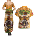 Aboriginal-Islanders NAIDOC Week Personalised Couples Matching Summer Maxi Dress and Hawaiian Shirt Boab Tree Indigenous Art