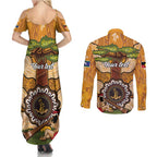 Aboriginal-Islanders NAIDOC Week Personalised Couples Matching Summer Maxi Dress and Long Sleeve Button Shirt Boab Tree Indigenous Art