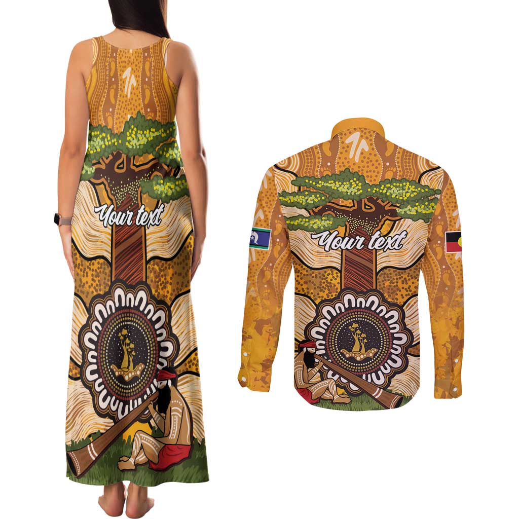 Aboriginal-Islanders NAIDOC Week Personalised Couples Matching Tank Maxi Dress and Long Sleeve Button Shirt Boab Tree Indigenous Art